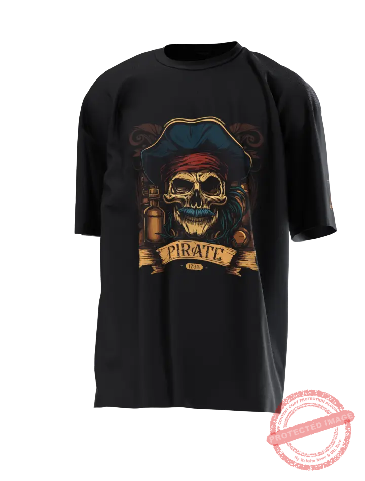 T3P Pirate Skull 2 Sided and Arm Tag T-shirt Front