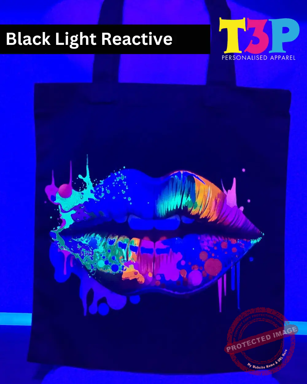T3P - Fluorescent Lips Bag Black Light