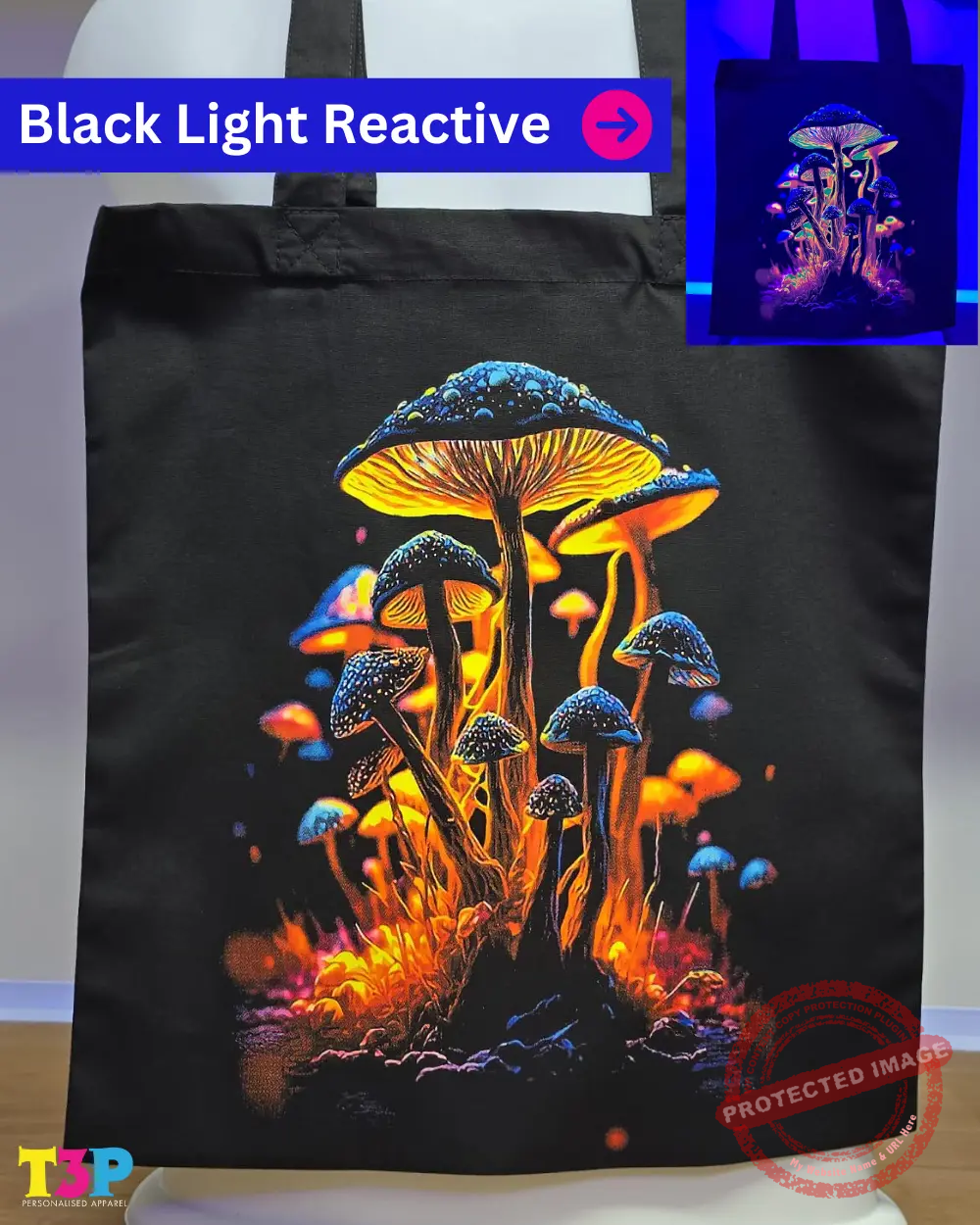 T3P - Fluorescent Mushrooms Cap Bag