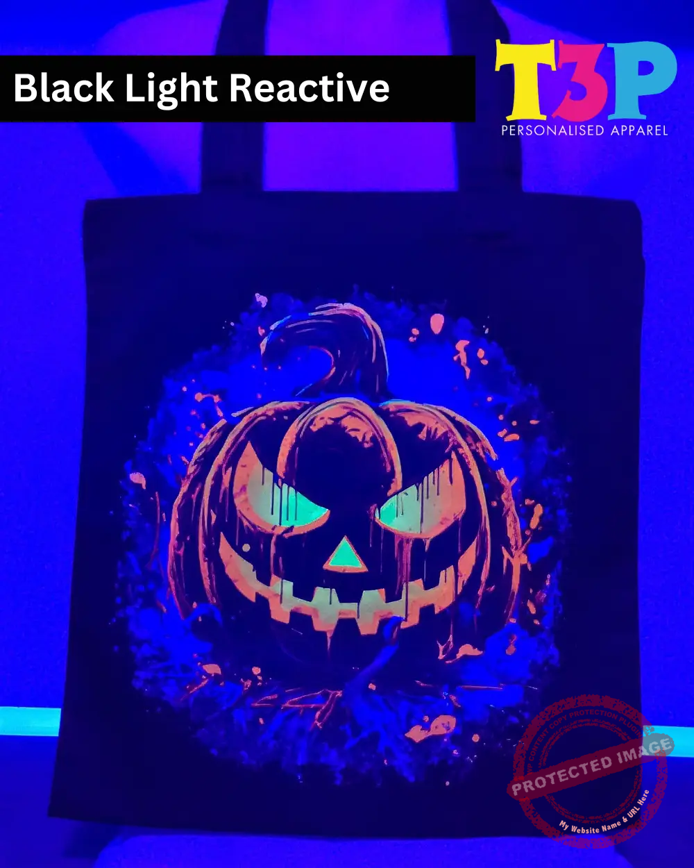 T3P - Fluorescent Pumpkin Bag Black Light