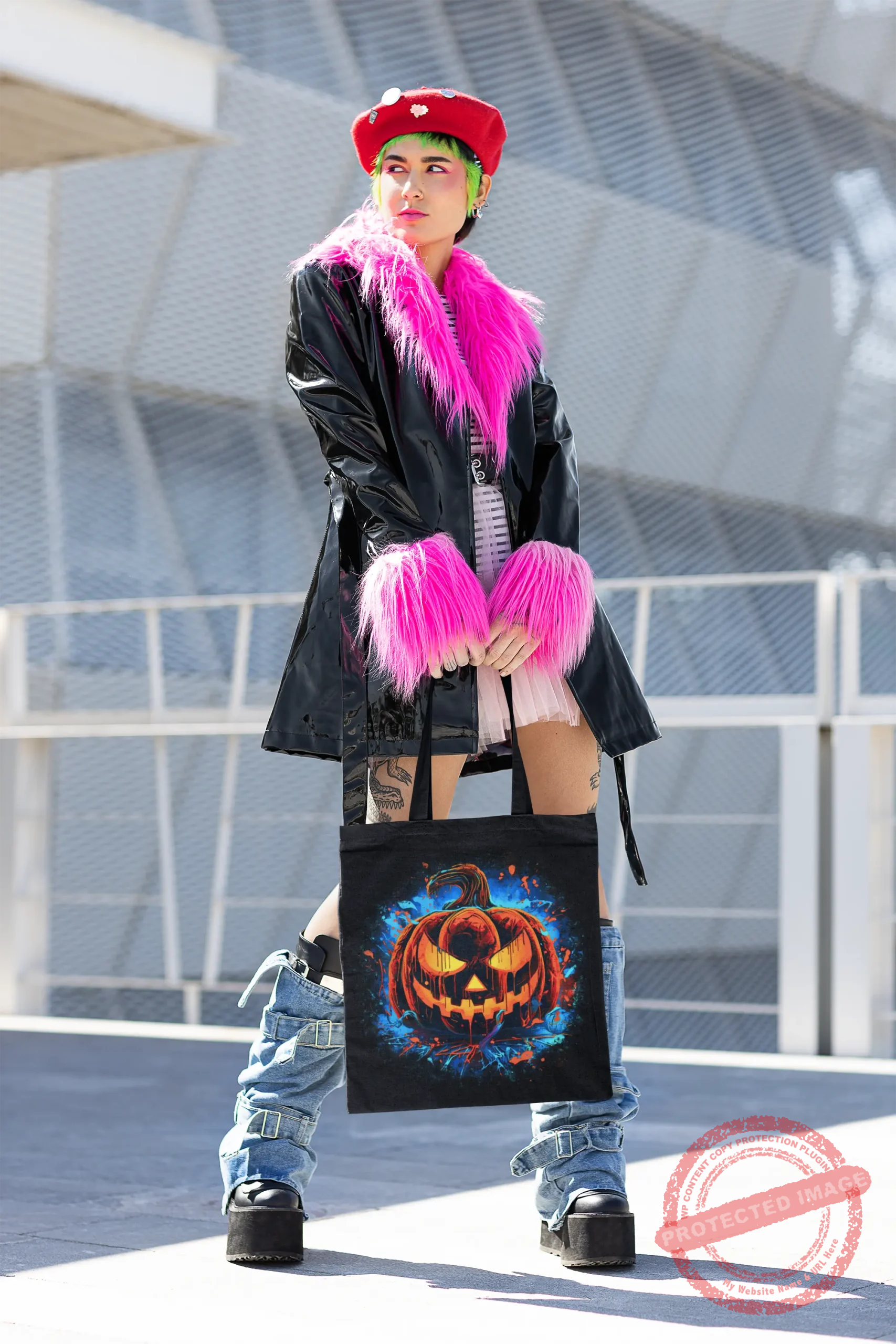 T3P Fluorescent Pumpkin Tote Bag