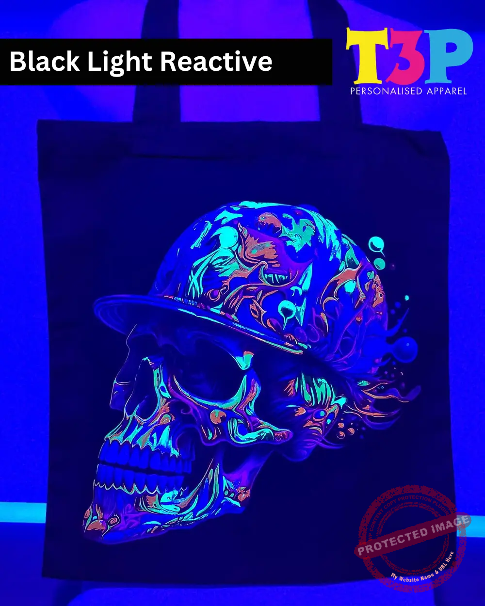 T3P - Fluorescent Skull Cap Bag Black Light