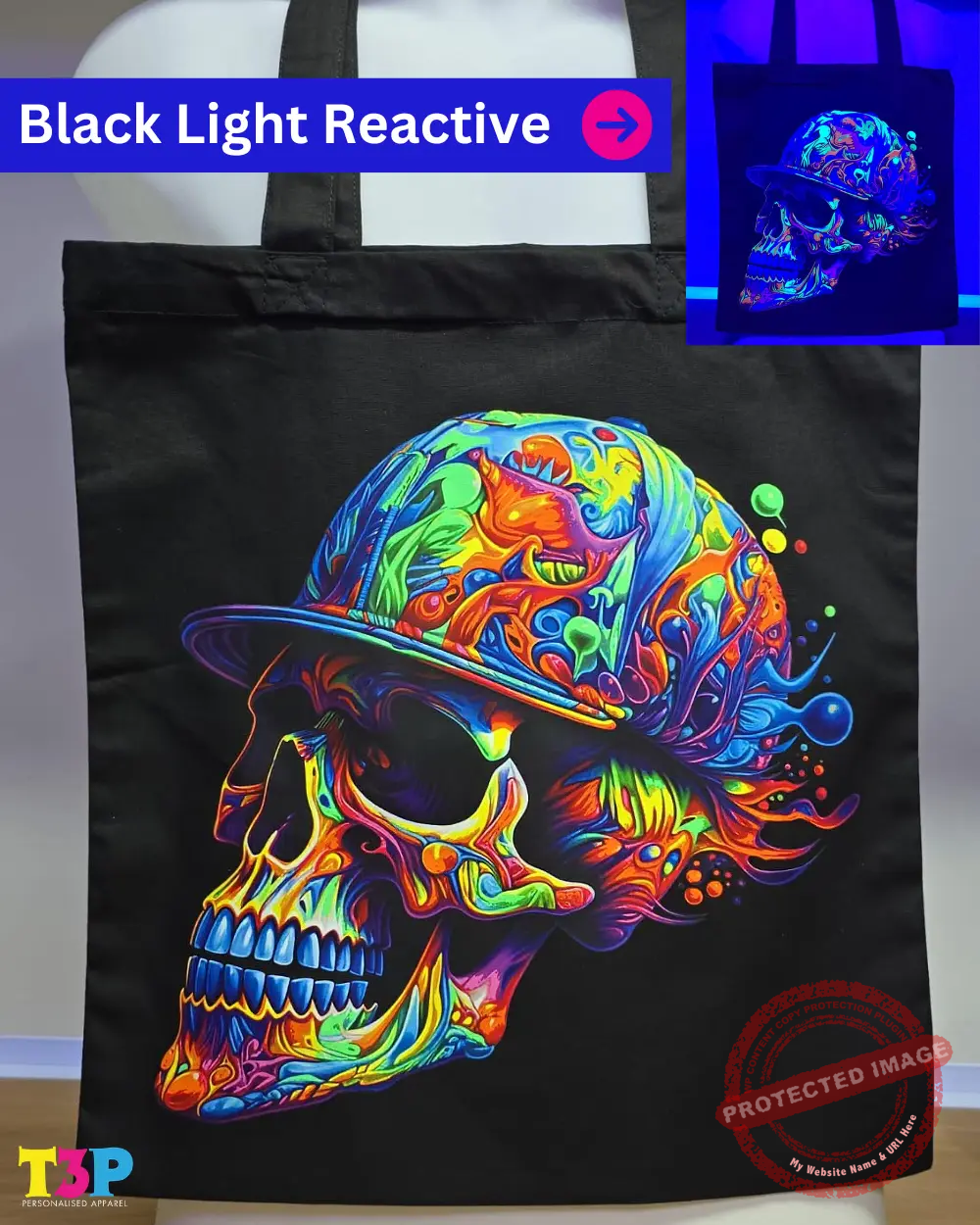 T3P - Fluorescent Skull Cap Bag