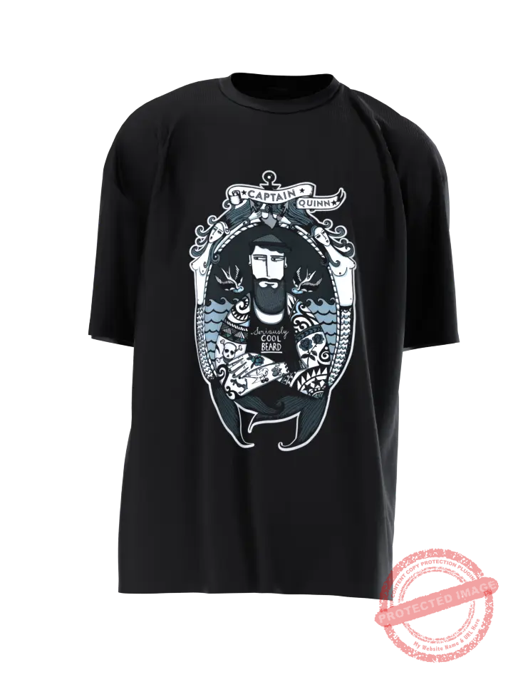 T3P Tats & Mermaids - Beard T-Shirt Front T3Pltd.co.uk